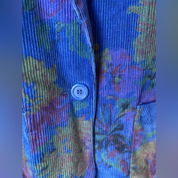 Fox Run Vintage Vibrant Blue Corduroy Floral Sport Coat Blazer 80s Size 15/16 - Picture 8 of 10